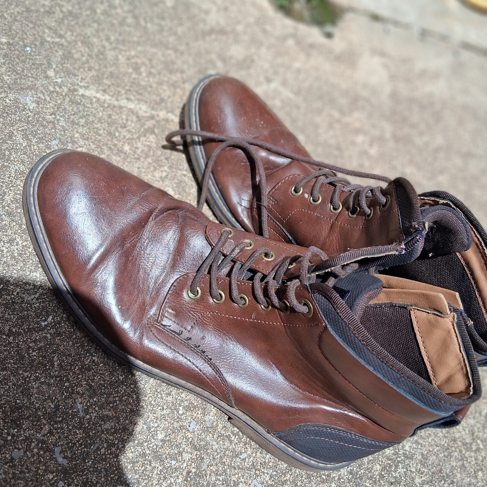 Steve Madden Brown Leather Ankle Boots with Laces